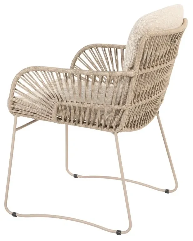 4 Seasons Outdoor Murcia tuinset latte met teak Prado tafel Ø 130 cm Tuinset beige weerbestendig