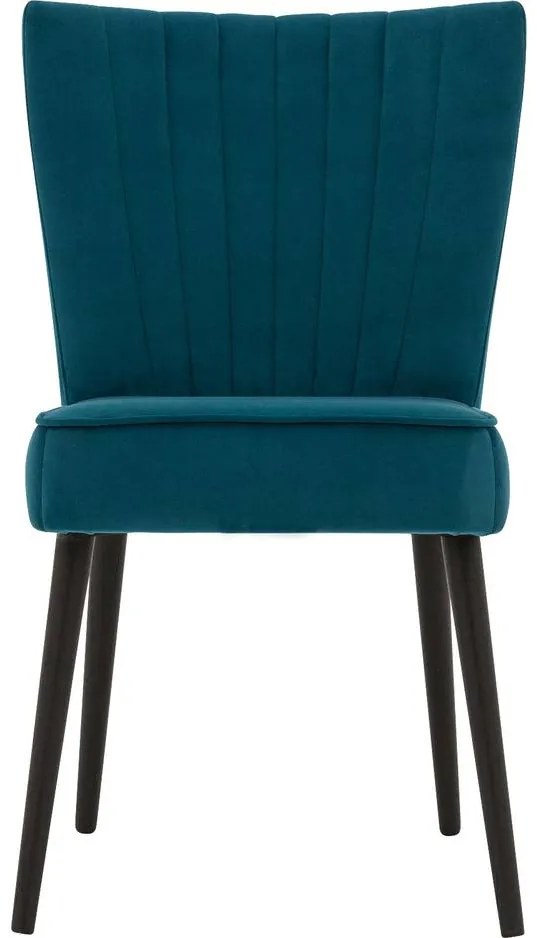 Goossens Eetkamerstoel Rob blauw velvet stof leuning, urban industrieel