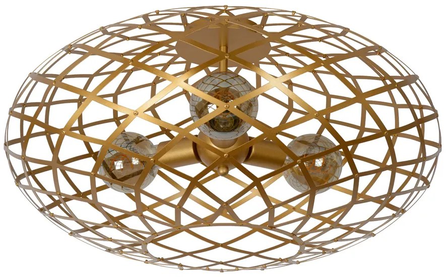 Lucide Wolfram plafondlamp 65cm 3x E27 goud mat