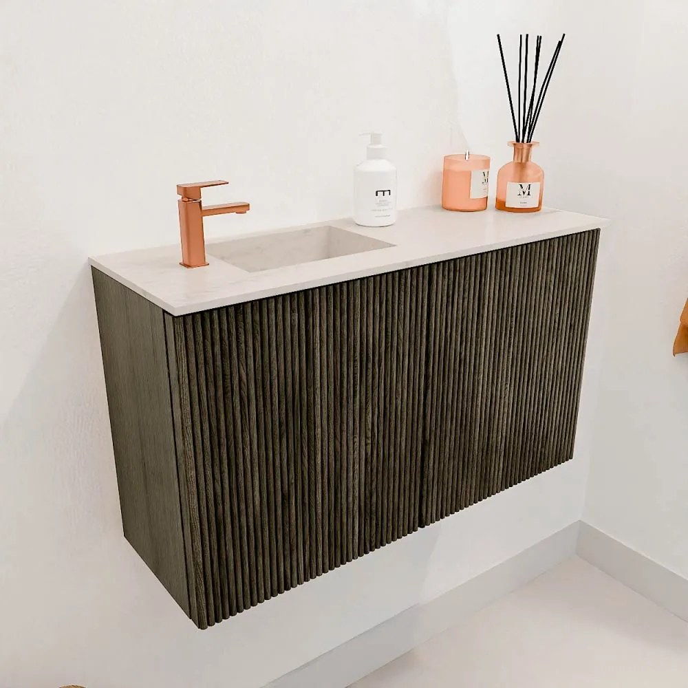 Mondiaz Joya DLux 70cm toiletmeubel shadow met wastafel faye links 1 kraangat meli