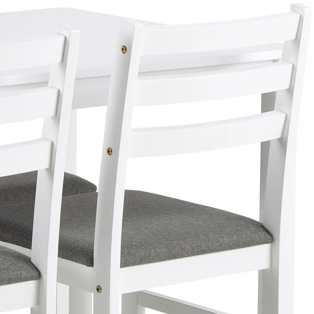 TORINO eetset + 4 stoelen Wit/Lichtgrijs (Sawana 21 stof) - HOUTEN SET VOOR KEUKEN/EETKAMER