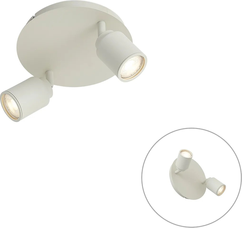 Moderne inbouwspot beige 2-lichts IP44 - Ducha