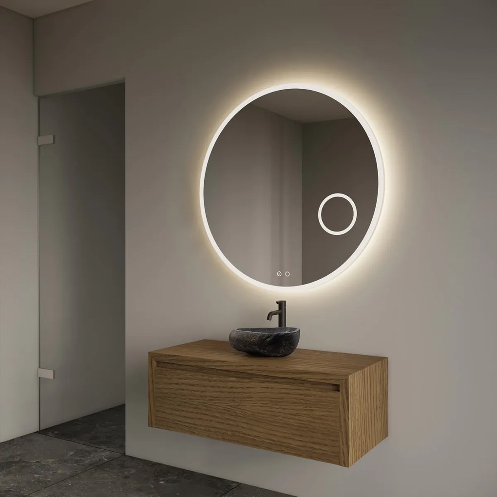 Gliss Design Ares badmeubel 90cm castle brown met rivierstenen waskom
