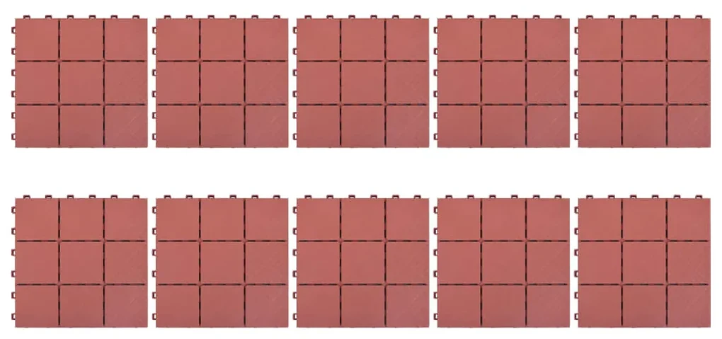 vidaXL Terrastegels 10 st 30,5x30,5 cm kunststof rood