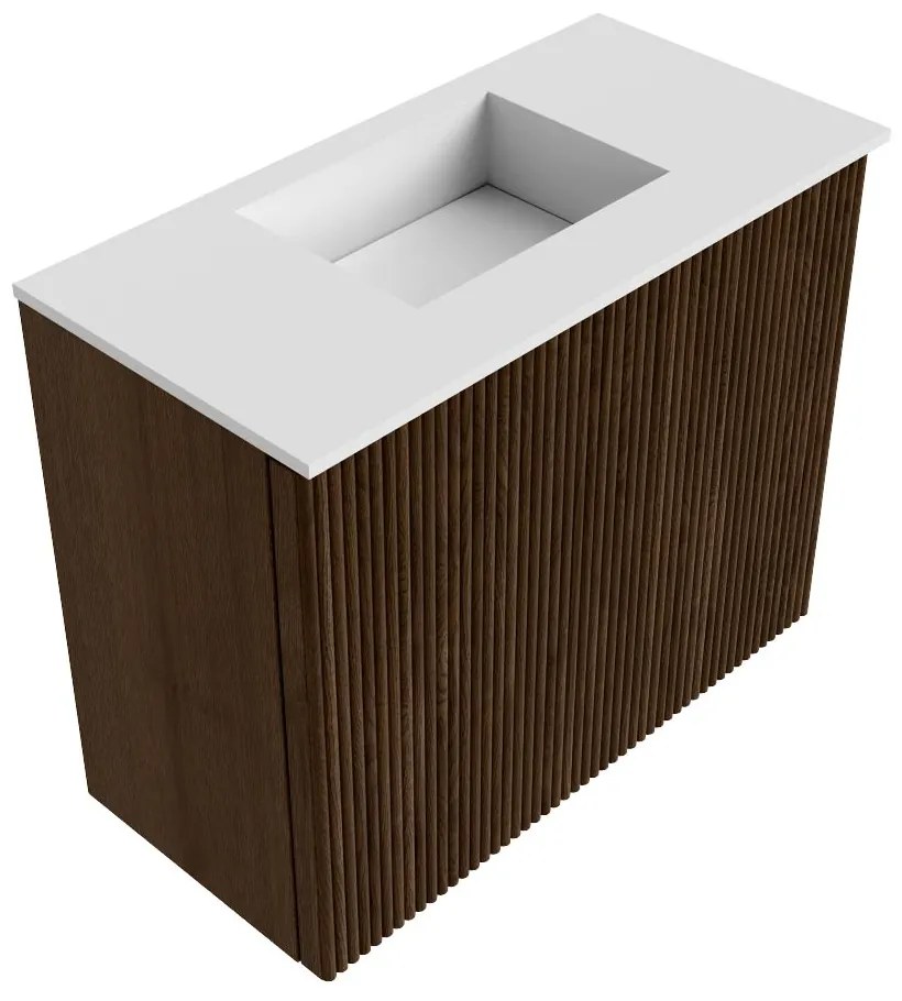 Mondiaz Joya 50cm toiletmeubel walnut met wastafel faye midden zonder kraangat talc