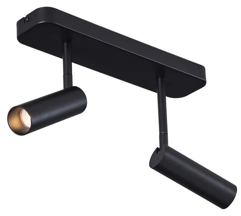 Afgeronde plafondspot zwart GU10 35mm 2-lichts draai- en kantelbaar - Kate