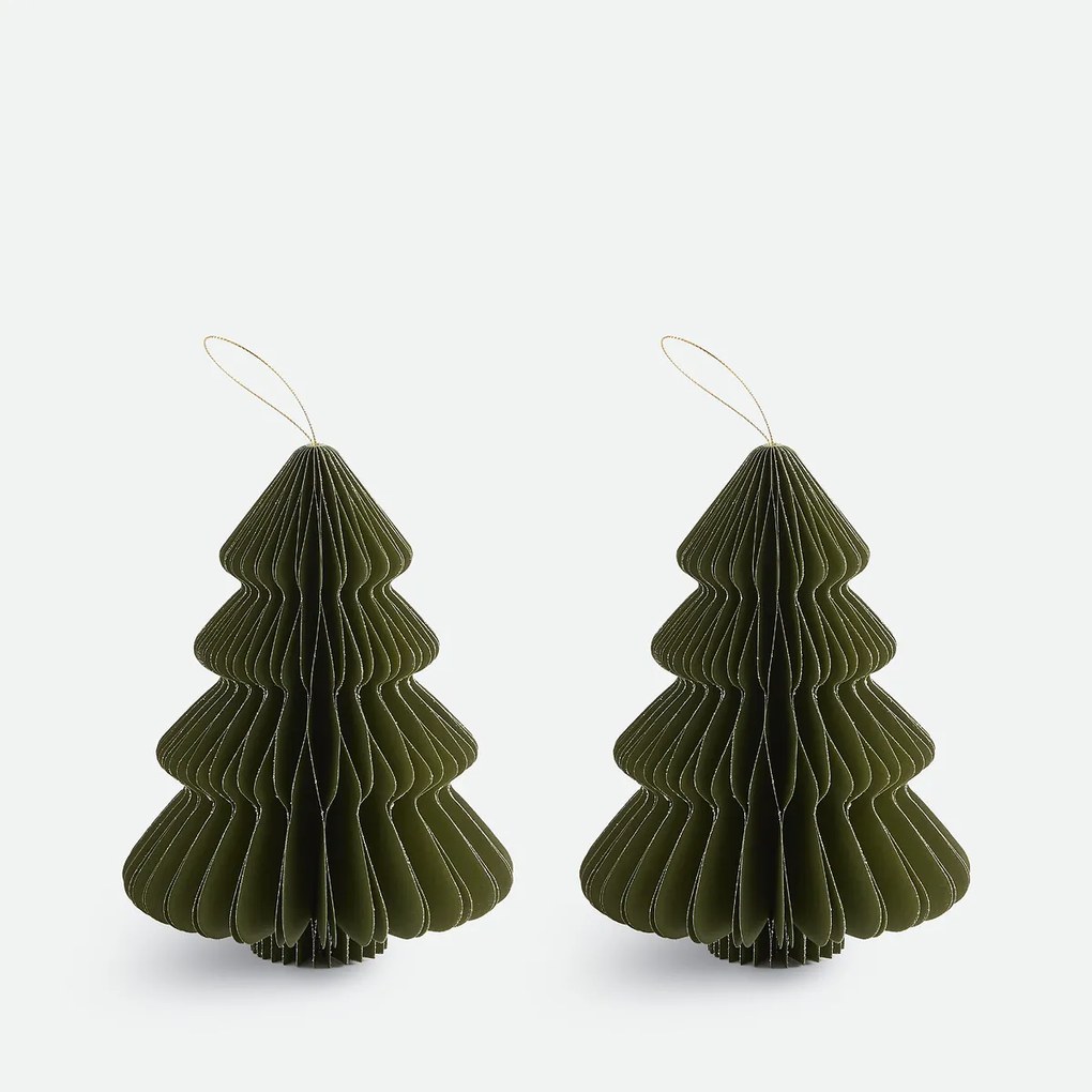 Set van 2 opvouwbare kerstbomen, hoogte 20 cm, CASPAR