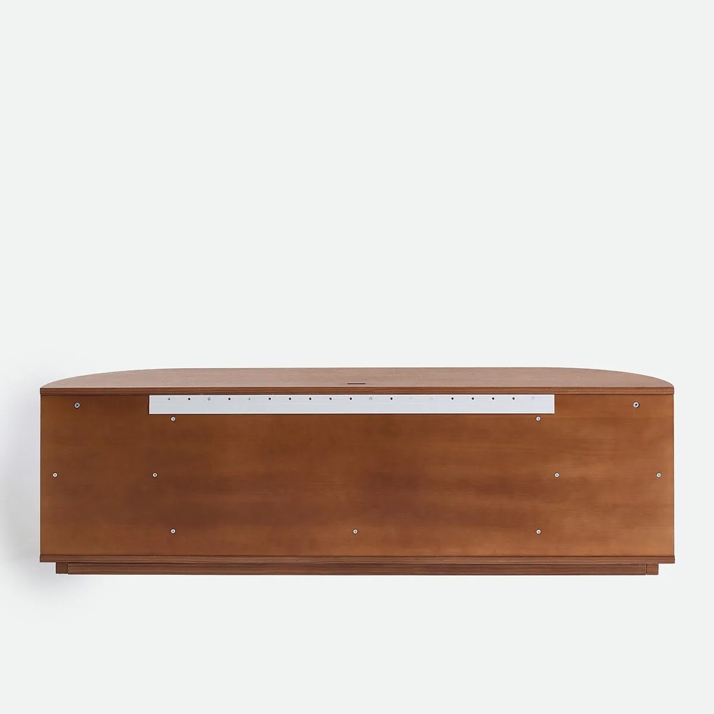 Hangend hifi-TV-meubel in notenhoutfineer, 2 deuren, 6 nissen, L160 cm, MADDY
