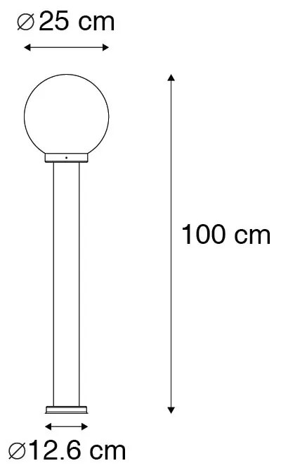 Moderne buitenlamp paal staal RVS 100 cm - Sfera Modern E27 IP44 Buitenverlichting