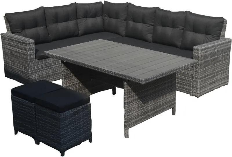SENS-Line Virginia lounge dining set met polywood tafelblad - earl grey