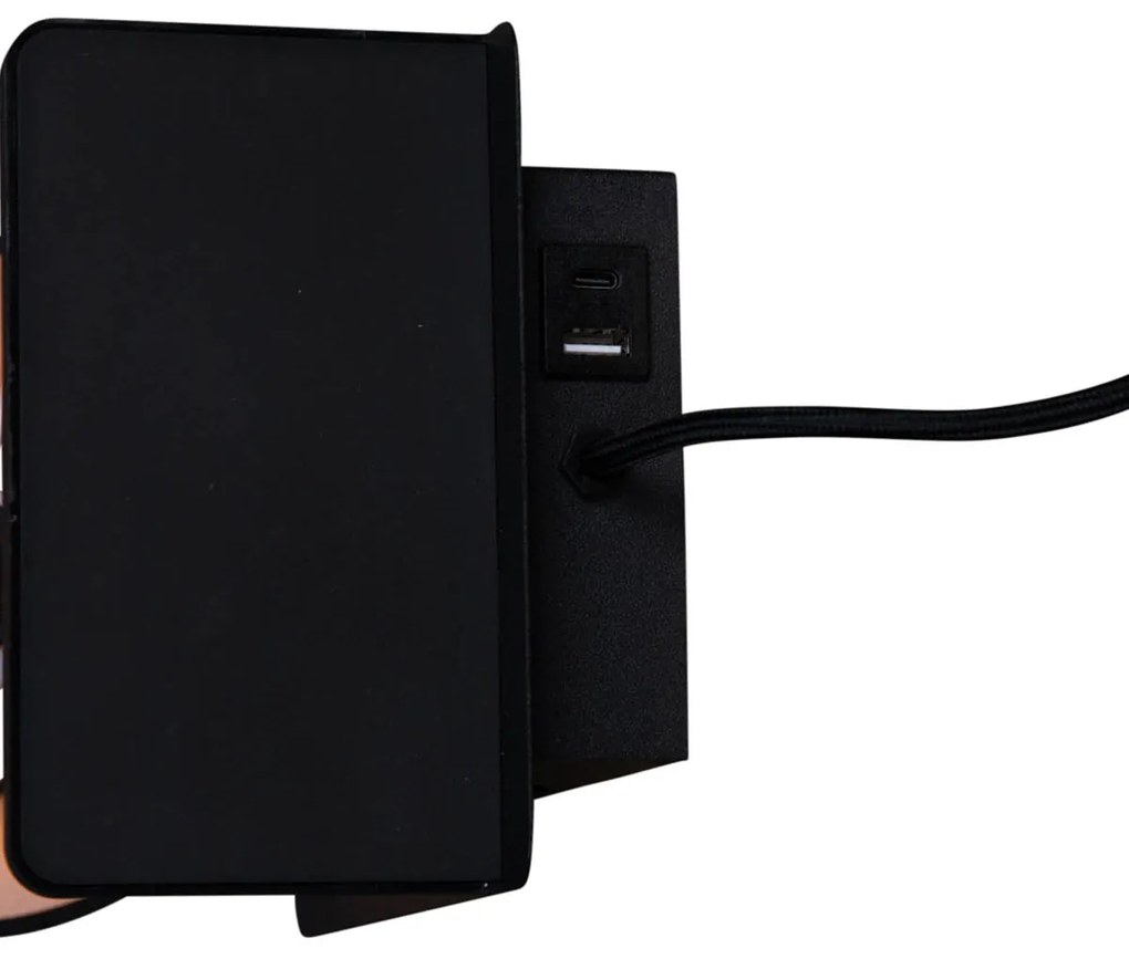 Moderne wandlamp zwart met USB-C en inductielader - Comfort E14 Binnenverlichting Lamp