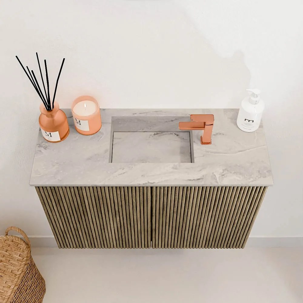 Mondiaz Joya DLux 60cm toiletmeubel dusk met wastafel faye midden 1 kraangat glace