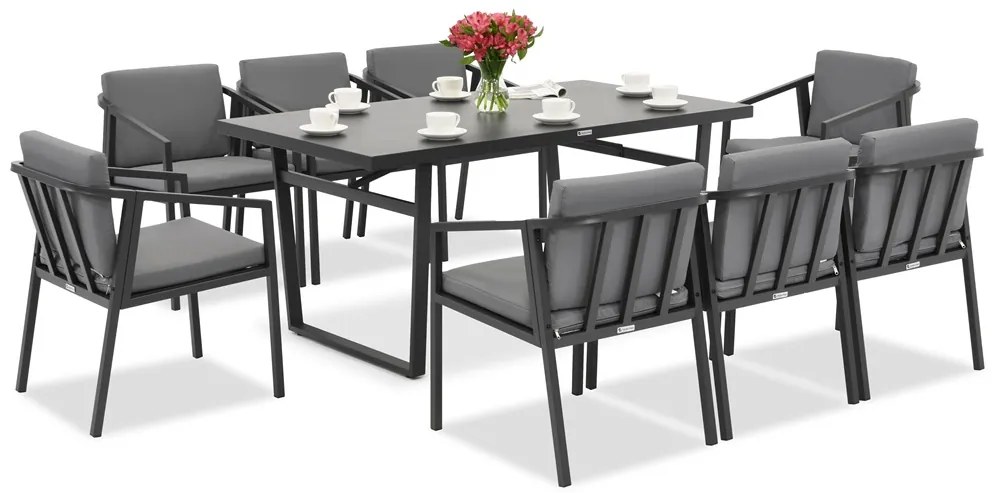 Eetset Cento voor 8 personen Garden Point antraciet