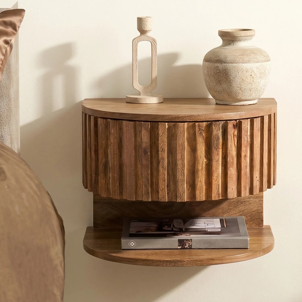 Zwevend Nachtkastje Hout Met Legplank - 40x35x30cm.