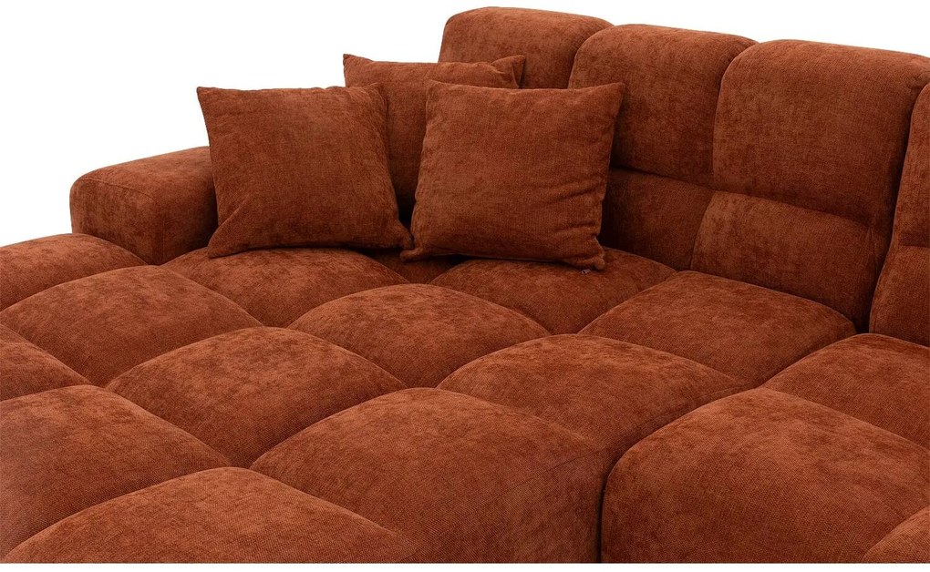 Goossens Excellent Bank Kubus - 40 X 40 Cm Stiksel rood, stof, 1,5-zits, modern design met chaise longue rechts