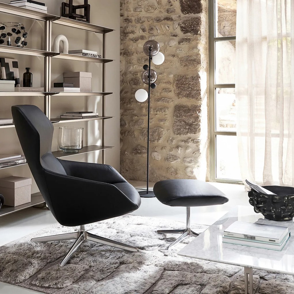 Staande lamp in gerookt glas en metaal, Bullesco