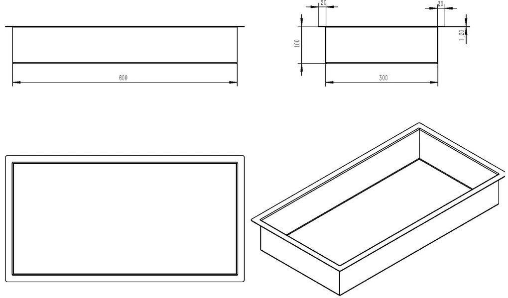 Mueller inbouwnis 30x60x10cm mat wit