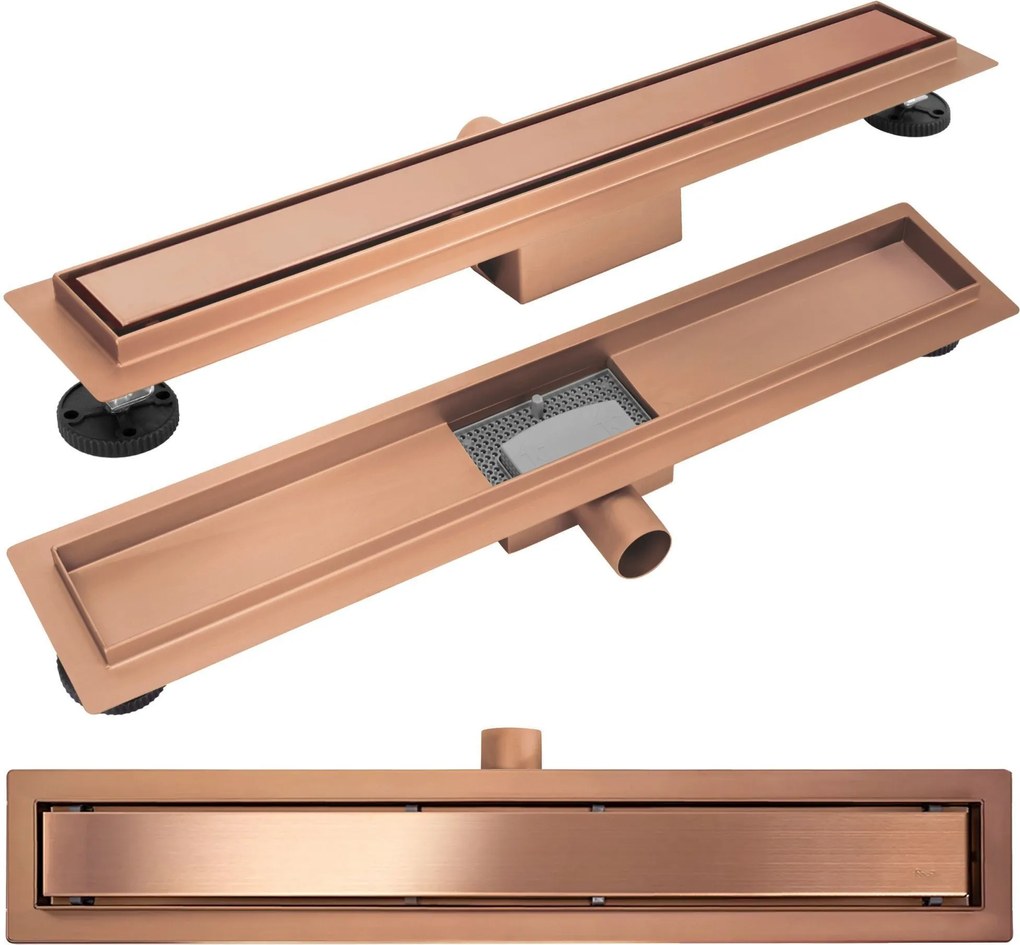 Lineaire afvoer Rea Neox brush copper 90