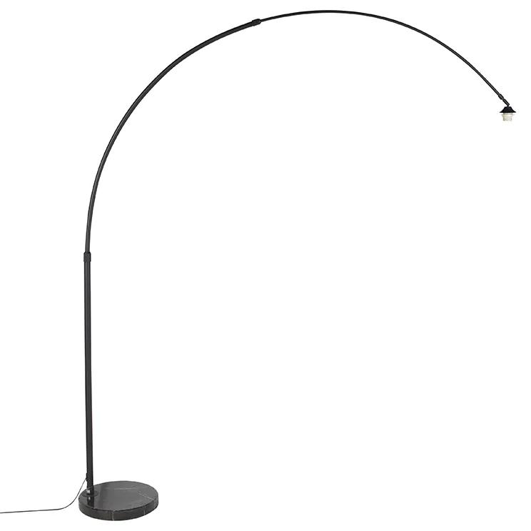 Moderne booglamp zwart met marmeren voet - XXL Binnenverlichting Lamp