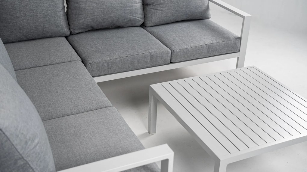 DATHO OUTDOOR Hoek Loungeset - Hawaii - Aluminium - Datho Outdoor - Wit/Lichtgrijs
