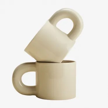 Pack Van 2 Koffiekopjes Van New Bone China 30 Cl Rylvane Tapioca Beige - Sklum