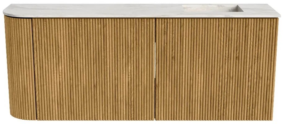 Mondiaz Joya DLux 100cm toiletmeubel ronding links oak met wastafel faye rechts zonder kraangat ostra