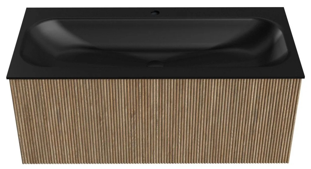 Mondiaz Kurve 100cm badmeubel dusk met 1 lade en wastafel big medium midden 1 kraangat urban