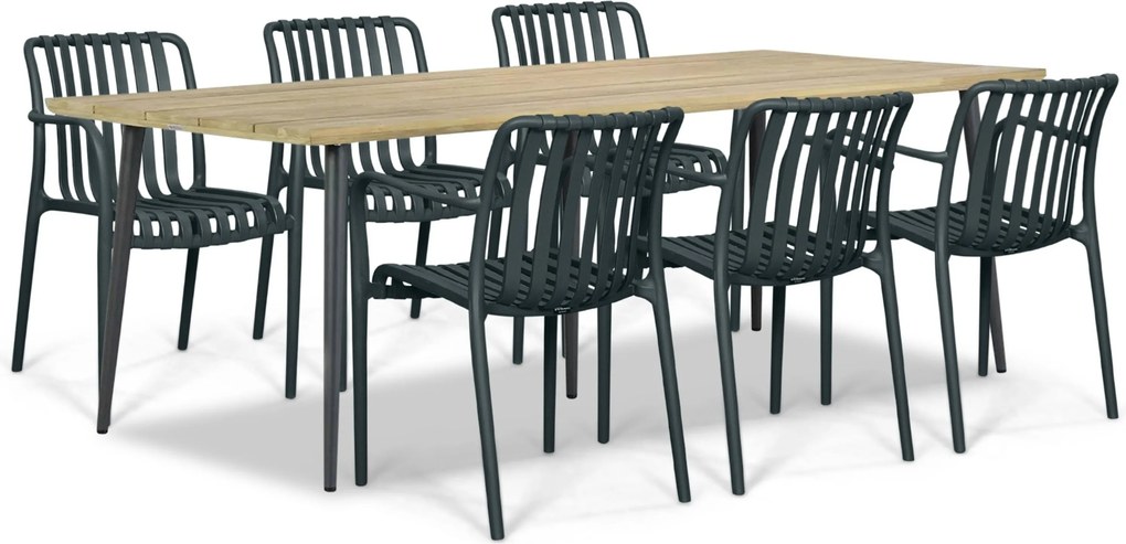 Tuinset 6 personen 240 cm Kunststof Grijs Domani Furniture Alba/Montana