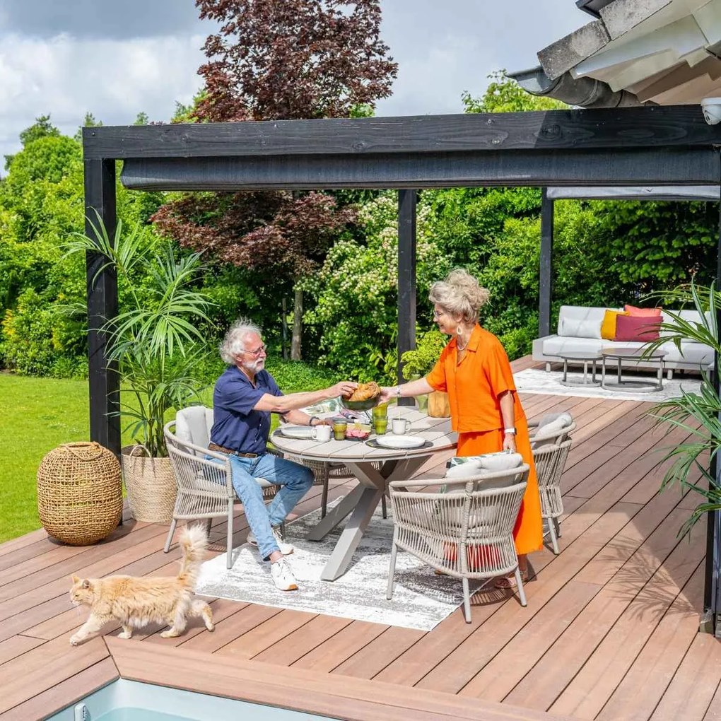 Garden Impressions Sorong tuinset 5-delig - Tulli tuintafel 180x115 cm - light teak vironwood