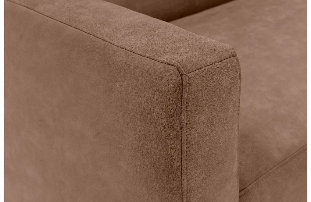 Goossens Key West bruin, micro leer, 3-zits, modern design met ligelement rechts