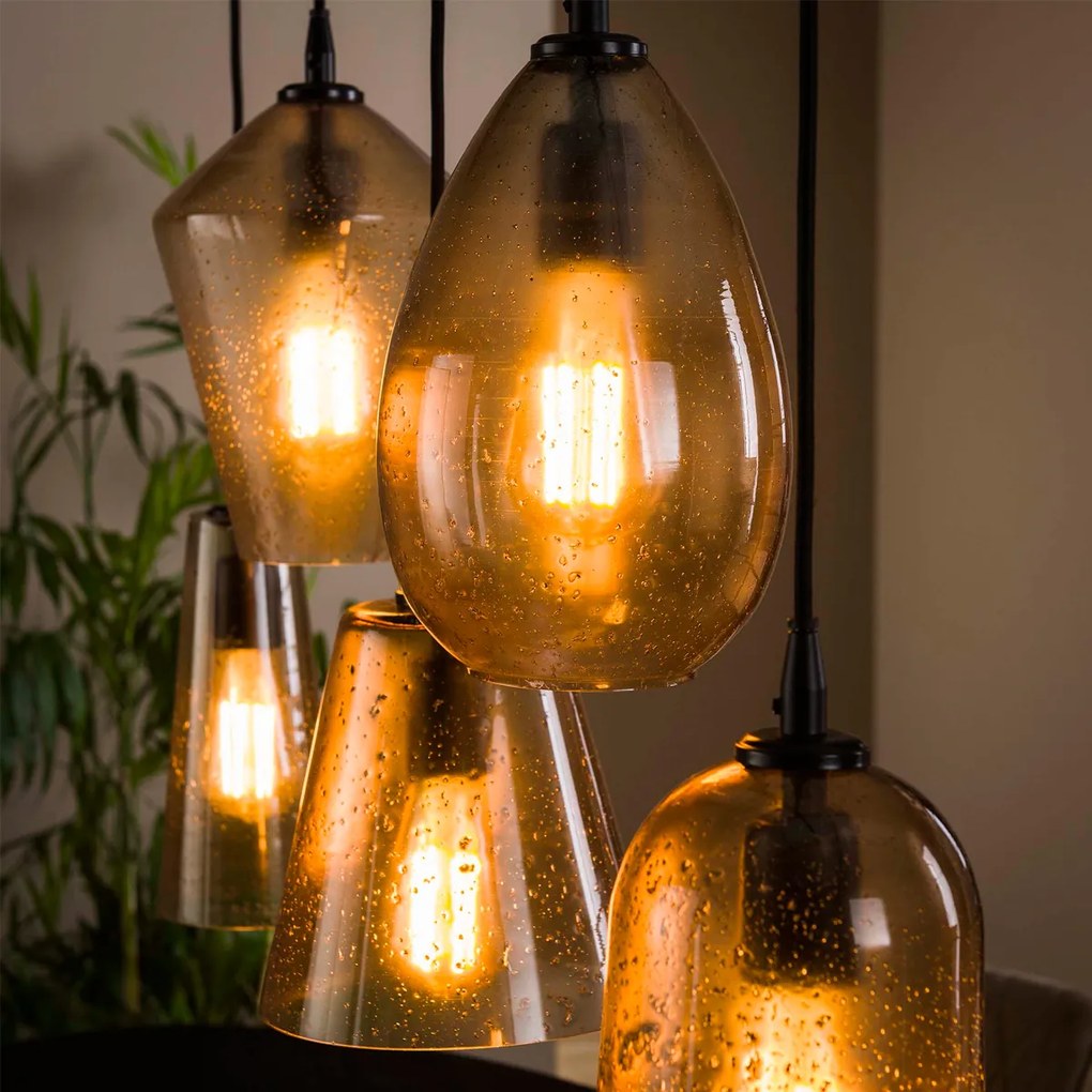 Luxe Hanglamp Met 5 Glazen Kappen