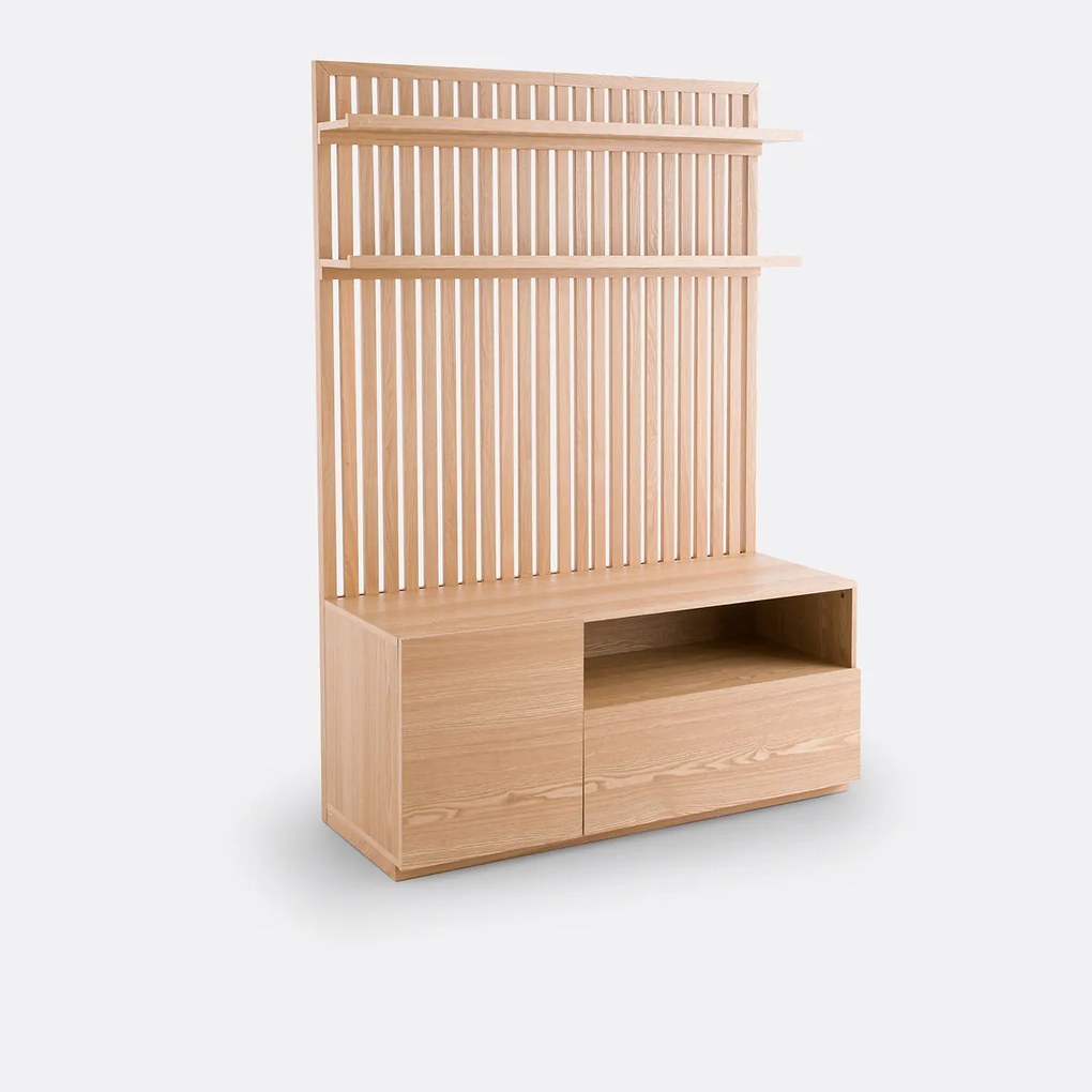 Massief essen en gefineerd hifi-tv-meubel, THEONIE