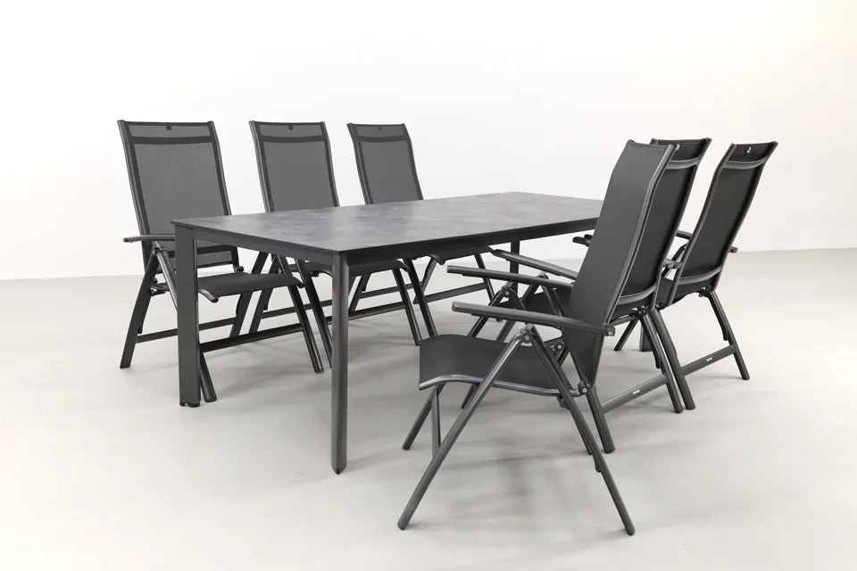Kettler Legato/Edge verstelbare aluminium tuinset voor 6 personen 220x95 cm. - Antraciet
