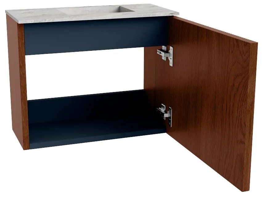 Mondiaz Joya DLux 50cm toiletmeubel ruby met wastafel faye rechts zonder kraangat glace