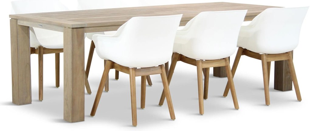 Tuinset 6 personen 240 cm Kunststof Wit Hartman Sophie