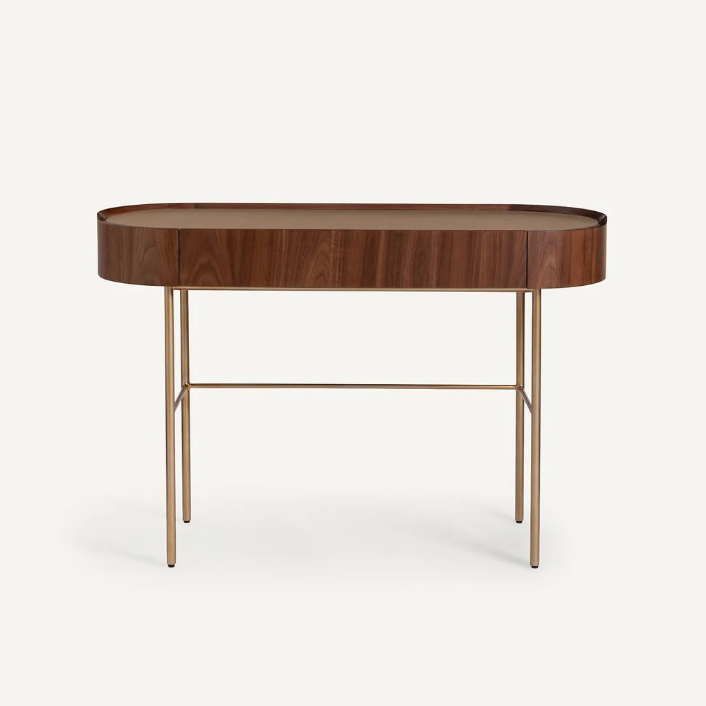 Bureau-wandtafel notenhout/leer, Aslen