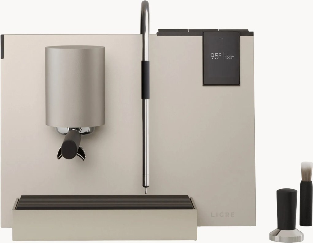 Espressomachine youn silver-beige, beech stained