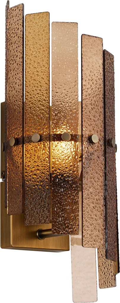 Design wandlamp donker brons met amber glas - Versailles