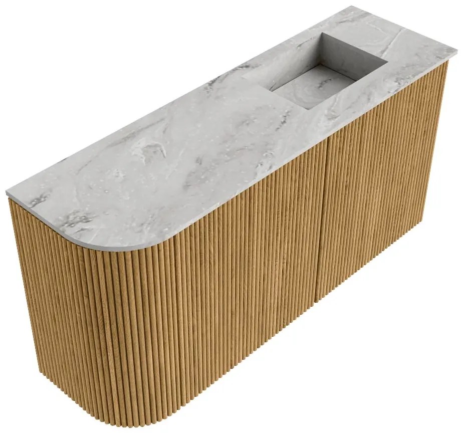 Mondiaz Joya DLux 80cm toiletmeubel ronding links oak met wastafel faye rechts 1 kraangat glace