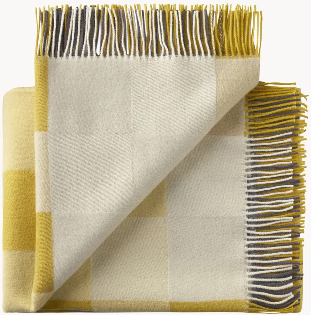 Wollen plaid Plain Beat met franjes