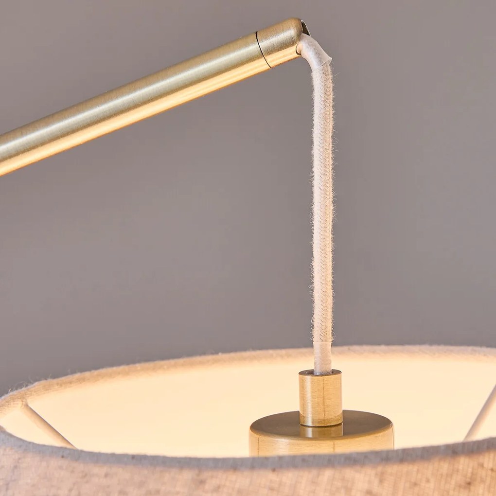 Boogvloerlamp in massief eiken en linnen, NESTWOOD