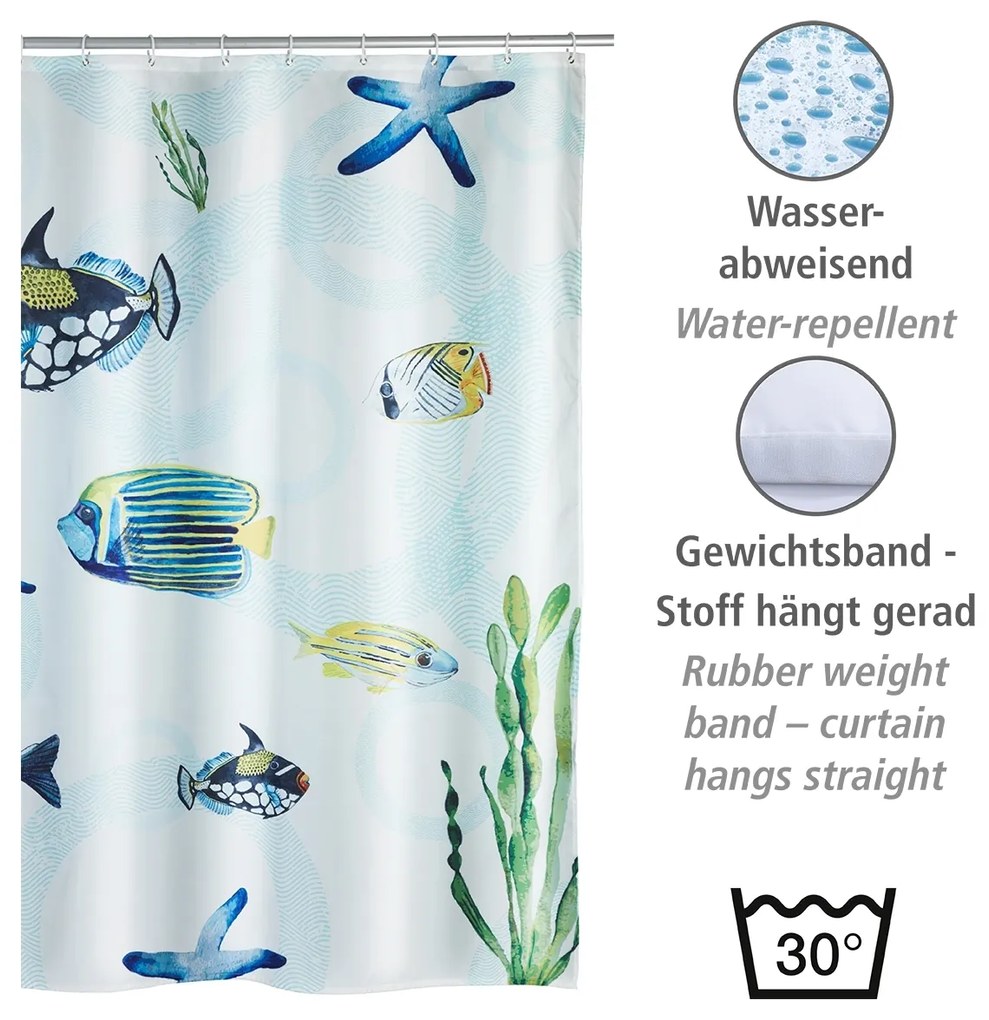 Wenko douchegordijn 180x200cm Aquaria inclusief ringen