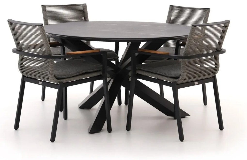 Diningset Bellagio  | 4 personen sintered stone | Tuinset stapelbaar | 5-delig | Kees Smit Tuinmeubelen