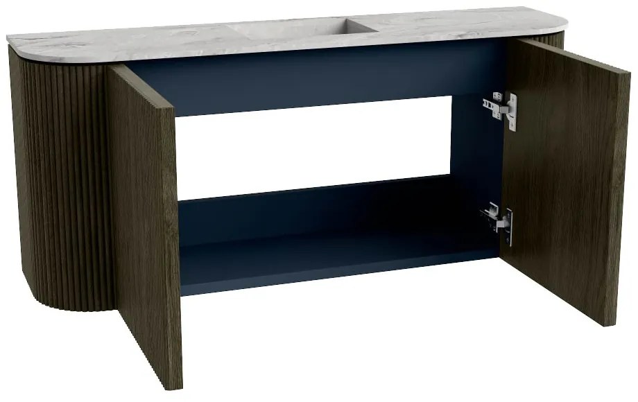 Mondiaz Joya DLux 95cm toiletmeubel ronding links/rechts shadow met wastafel faye midden 1 kraangat glace