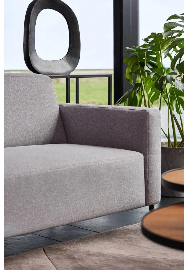 Goossens  Key West lichtgrijs, stof, 3-zits, modern design met ligelement rechts