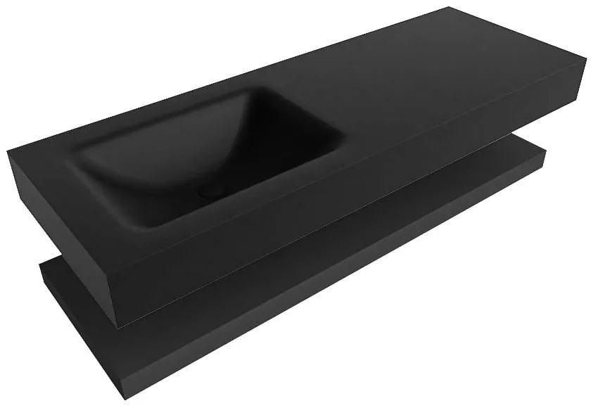 Zaro Alan badmeubel 130cm met planchet urban en vrijhangende wastafel cloud links 1 kraangat urban