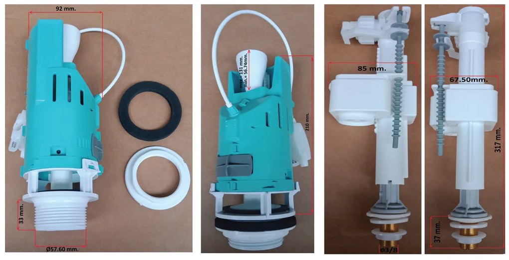 SaniGoods dubbele spoelmechanisme met kabel