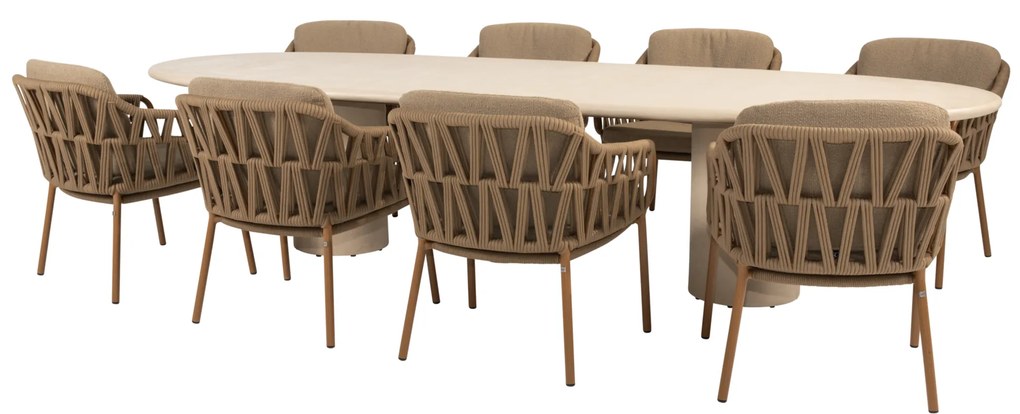 Hampton Biarritz dining tuinset 300x110xH75 cm 9 delig mortex amber 4 Seasons Outdoor