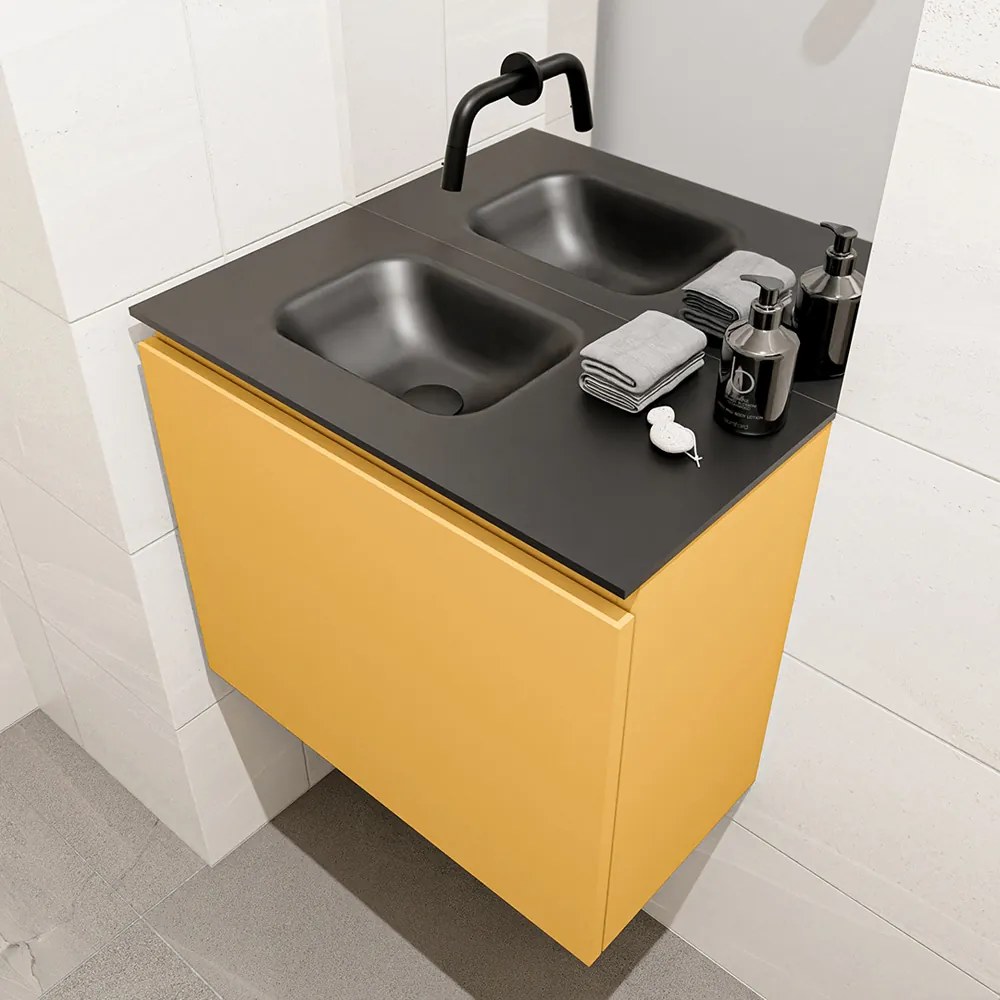 Mondiaz Olan 60cm toiletmeubel ocher met wastafel urban links geen kraangat