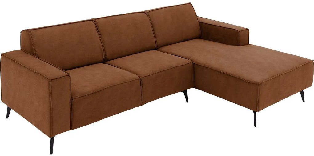 Goossens Hoekbank Hercules bruin, microvezel, 2-zits, modern design met chaise longue rechts